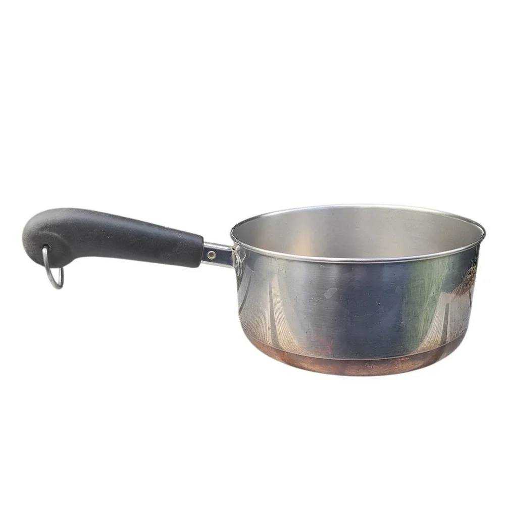 Revere Ware Copper Bottom Saucepan Stainless Steel Pot 2 Qtwith Black Handle